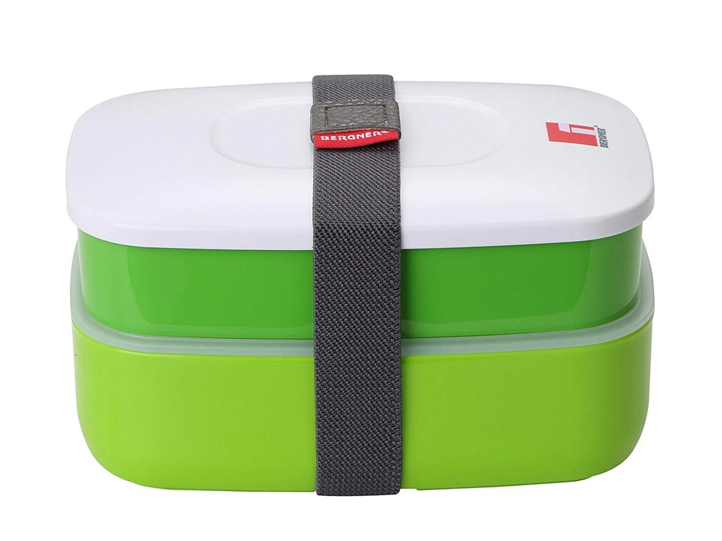 Φαγητοδοχείο Lunchbox 2 επιπέδων 1.2L με ιμάντα ασφαλείας σε πράσινο χρώμα