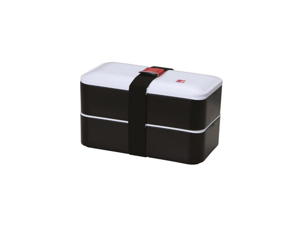 Φαγητοδοχείο Lunchbox 2 επιπέδων 1.2L με ιμάντα ασφαλείας σε μαύρο χρώμα