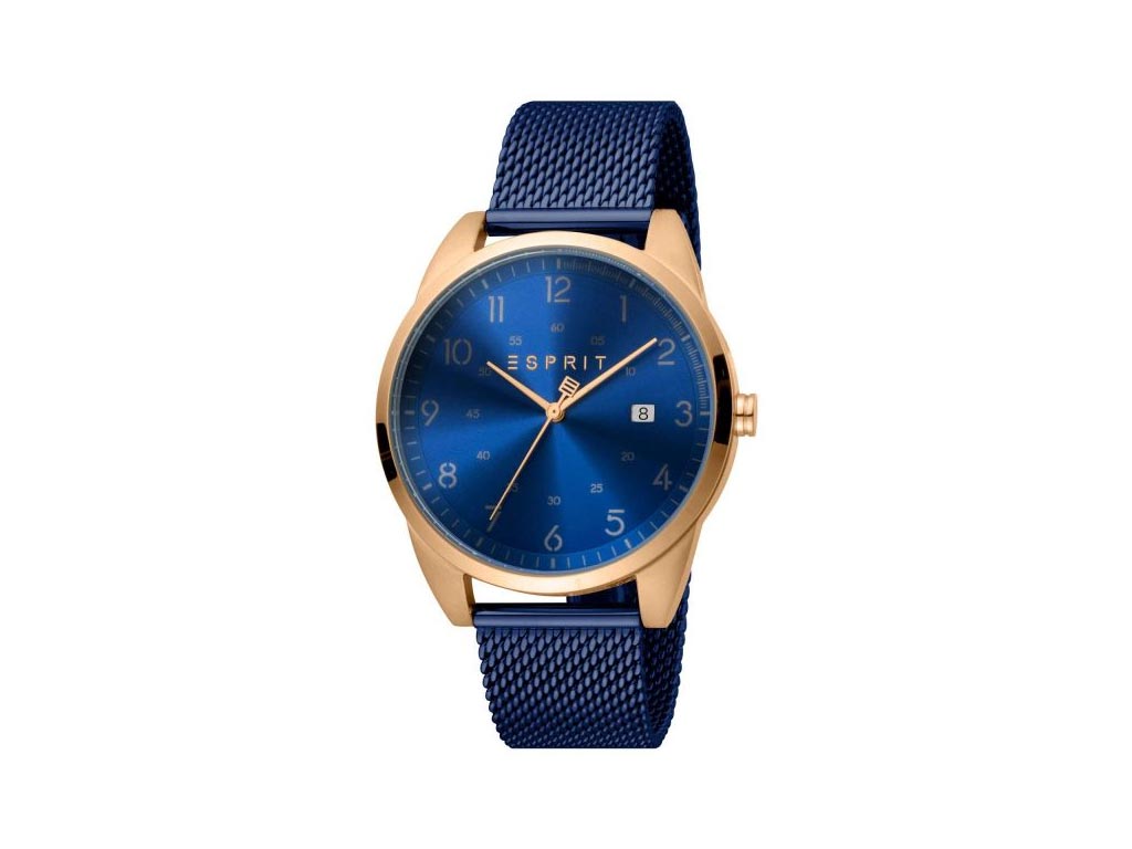 Esprit Ανδρικό Ρολόι χειρός με μπλε καντράν και μεταλλικό μπλε λουράκι